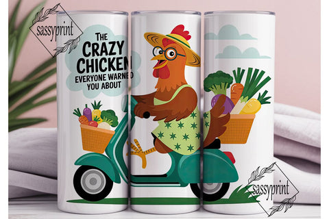 Crazy Chicken Delivery 20oz Tumbler Wrap Sublimation sassyprint 