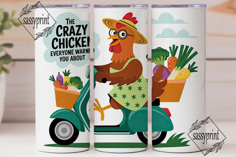 Crazy Chicken Delivery 20oz Tumbler Wrap Sublimation sassyprint 