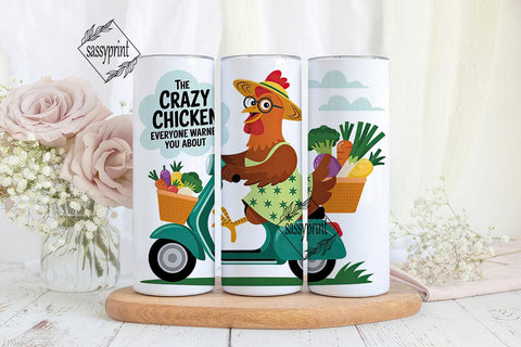 Crazy Chicken Delivery 20oz Tumbler Wrap Sublimation sassyprint 