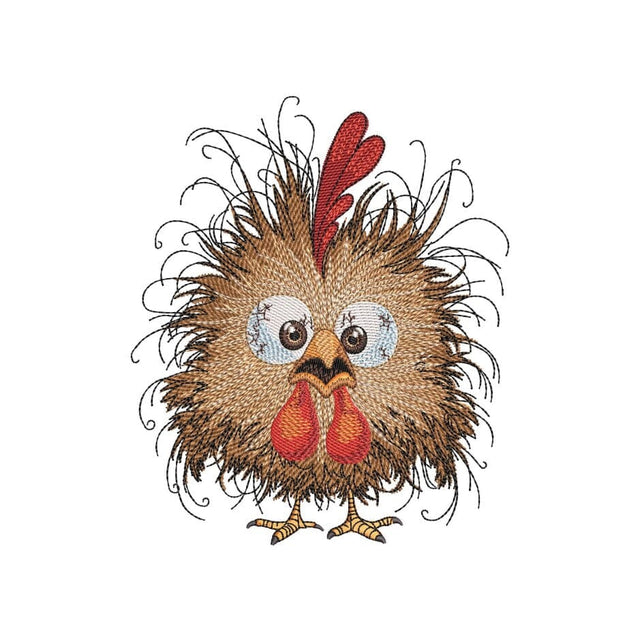 Crazy Chicken Embroidery Design, Mad Chicken Machine Embroidery File, 3 sizes, Instant Download Embroidery/Applique DESIGNS Nino Nadaraia 