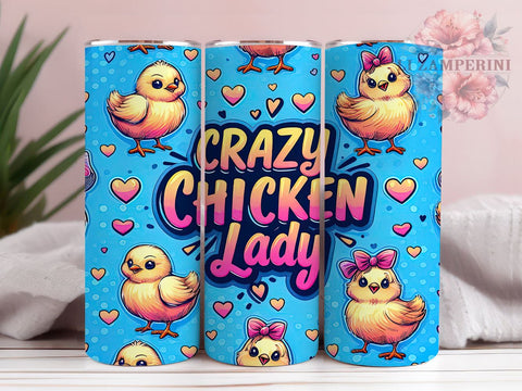 Crazy Chicken Lady 20oz Tumbler Wrap PNG, Funny Chicken Tumbler Png, Straight & Tapered Tumbler Wrap, Instant Digital Download Sublimation Li Zamperini 