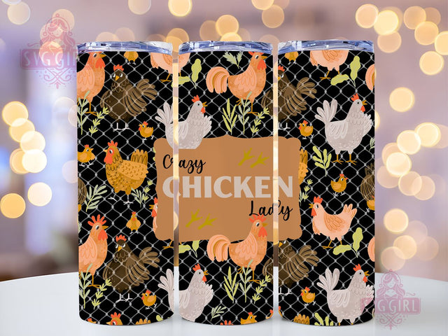 Crazy Chicken Lady 20oz Tumbler Wrap Sublimation Design, Funny Chicken Tumbler Wrap, Instant Digital Download Sublimation SvggirlplusArt 