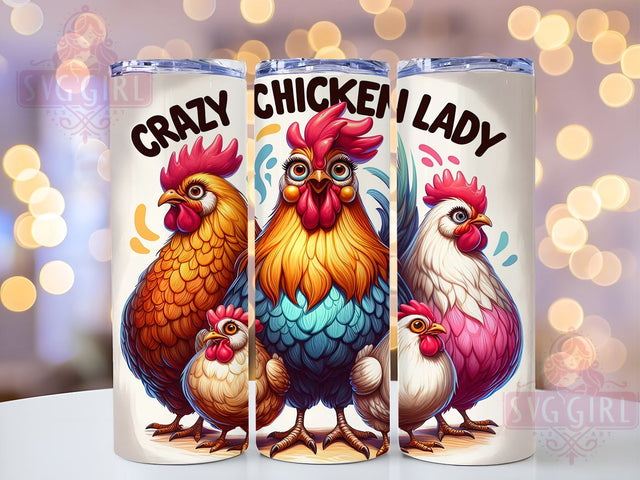 Crazy Chicken Lady 20oz Tumbler Wrap Sublimation Design, Straight Tapered Tumbler Wrap, Funny Chicken Tumbler Png, Instant Digital Download Sublimation SvggirlplusArt 