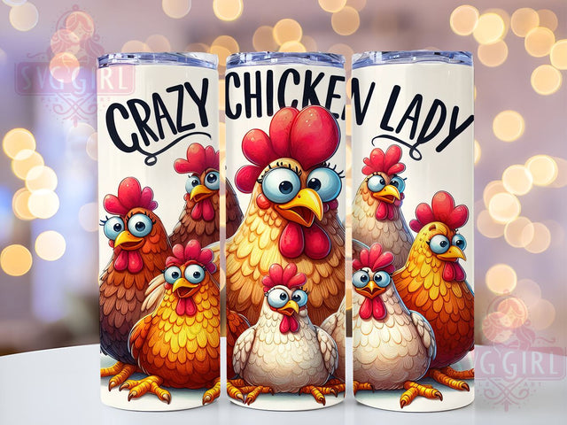 Crazy Chicken Lady 20oz Tumbler Wrap Sublimation Design, Straight Tapered Tumbler Wrap, Funny Chicken Tumbler Png, Instant Digital Download Sublimation SvggirlplusArt 
