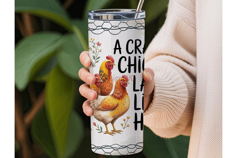Crazy Chicken Lady 20oz Tumbler Wrap Sublimation DesignSVG 