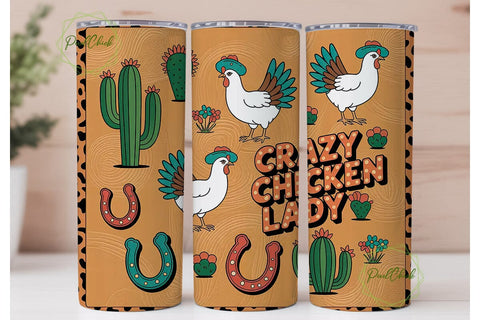 Crazy Chicken Lady 20oz Tumbler Wrap Sublimation PixelChick 
