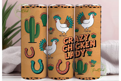 Crazy Chicken Lady 20oz Tumbler Wrap Sublimation PixelChick 