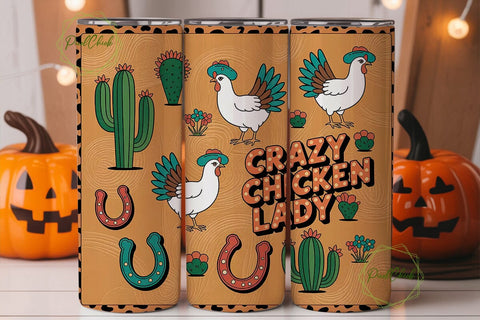 Crazy Chicken Lady 20oz Tumbler Wrap Sublimation PixelChick 