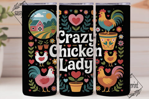 Crazy Chicken Lady 20oz Tumbler Wrap Sublimation sassyprint 