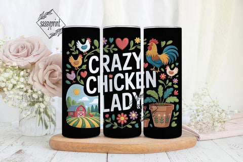 Crazy Chicken Lady 20oz Tumbler Wrap Sublimation sassyprint 