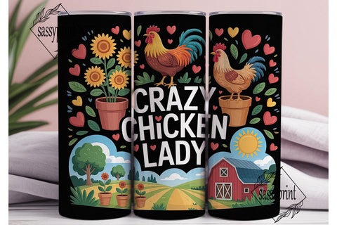 Crazy Chicken Lady 20oz Tumbler Wrap Sublimation sassyprint 
