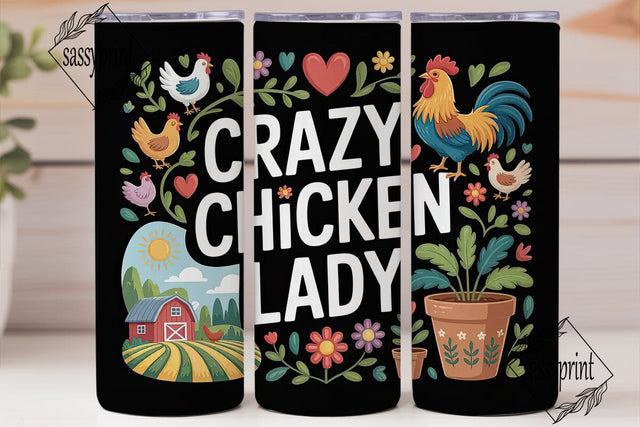 Crazy Chicken Lady 20oz Tumbler Wrap Sublimation sassyprint 