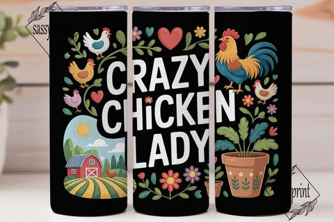 Crazy Chicken Lady 20oz Tumbler Wrap Sublimation sassyprint 