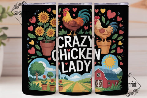 Crazy Chicken Lady 20oz Tumbler Wrap Sublimation sassyprint 