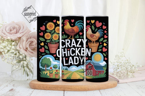 Crazy Chicken Lady 20oz Tumbler Wrap Sublimation sassyprint 