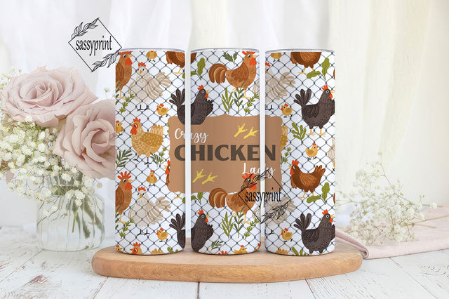 crazy chicken lady digital png 20 oz Skinny Tumbler Sublimation Design, Straight And Tapered Tumbler Wrap, Instant Digital Download PNG Sublimation sassyprint 