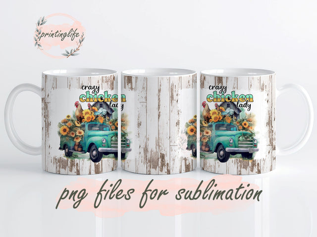Crazy Chicken Lady Mug Wrap Design, Instant Digital Design Download Mug Wrap Design, Mug Design PNG Sublimation PrintingLife 