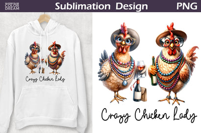 Crazy Chicken Lady Sublimation | Funny Chicken T Shirt Design Sublimation WatercolorColorDream 