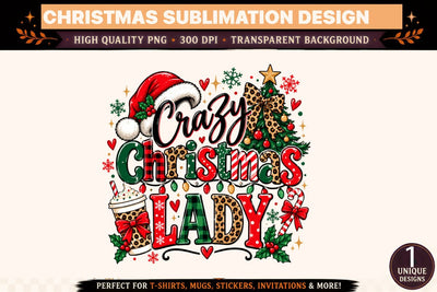 Crazy Christmas Lady PNG, Funny Christmas Shirt Design, Leopard Print Christmas Sublimation, Festive Holiday Graphic Sublimation BlackCatsMedia 