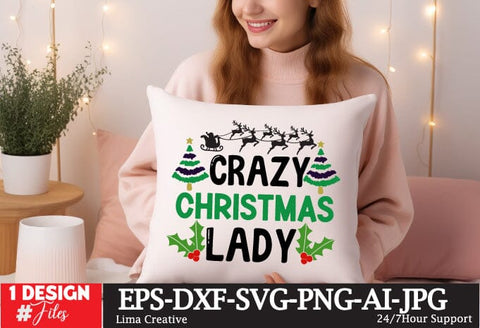 Crazy Christmas Lady SVG Cut File,,Christmas SVG Cut File,Christmas SVG Bundle,Christmas Sublimation PNG ,Christmas Clipart SVG Insomnia Std 