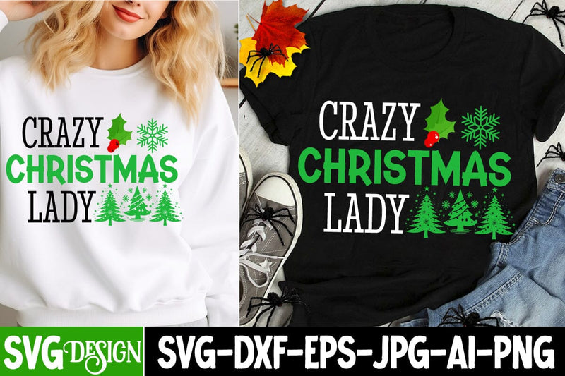Crazy Christmas Lady SVG Design, SVG BlackCatsMedia 