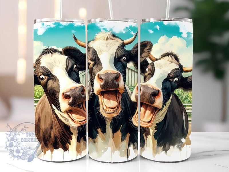 Crazy Cows Tumbler Wrap 20oz Skinny Tumbler, humorous tumbler, gift for cow lover, cow theme, dairy cow, beef cow, country style tumbler Sublimation ToriDesigns 