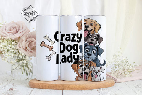 Crazy Dog Lady 20oz Tumbler Wrap Sublimation sassyprint 