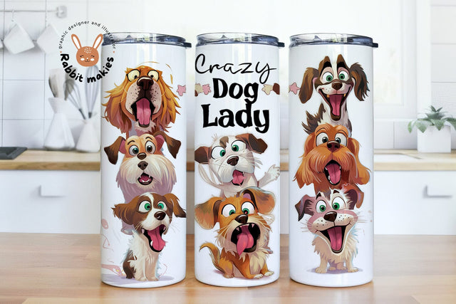 Crazy Dog Lady Tumbler Wrap, Dog Lover 20 Oz Sublimation Tumbler PNG Design, Dog Puppy Mama Tumbler Design Sublimation Rabbitmakies 