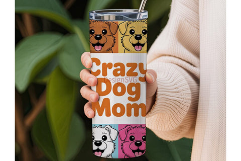 Crazy Dog Mom 20oz Tumbler Wrap Sublimation DesignSVG 