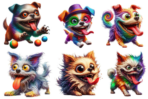 Crazy Dogs Watercolor Clipart Sublimation designartist 