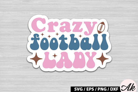Crazy football lady Retro Stickers SVG akazaddesign 