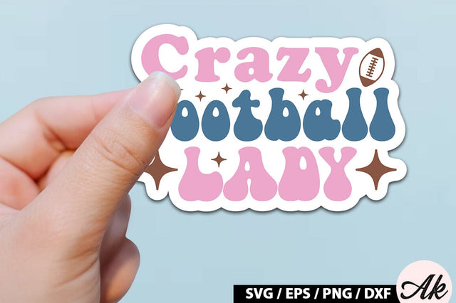 Crazy football lady Retro Stickers SVG akazaddesign 