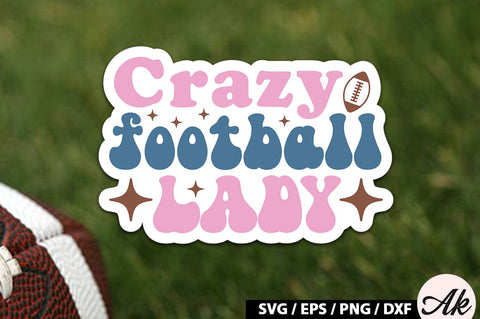 Crazy football lady Retro Stickers SVG akazaddesign 