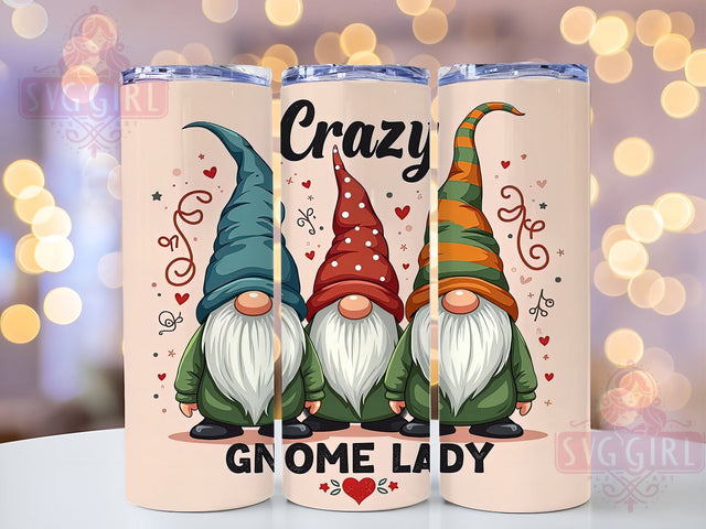 Crazy Gnome Lady Valentine's Day Tumbler Wrap, Valentine's Day Gnome, Crazy Gnome Gift, 20oz Sublimation Wrap, Cute Gnome Design, Gift for Her, Funny Valentine's Tumbler Sublimation SvggirlplusArt 