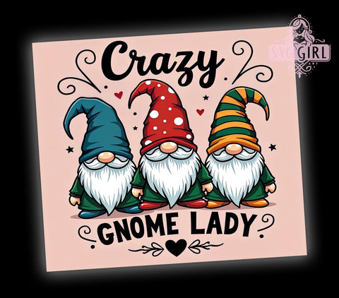 Crazy Gnome Lady Valentine's Day Tumbler Wrap, Valentine's Day Gnome, Crazy Gnome Gift, 20oz Sublimation Wrap, Cute Gnome Design, Gift for Her, Funny Valentine's Tumbler Sublimation SvggirlplusArt 
