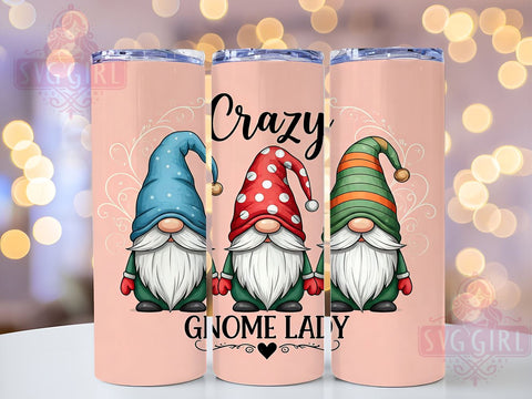 Crazy Gnome Lady Valentine's Day Tumbler Wrap, Valentine's Day Gnome, Crazy Gnome Gift, 20oz Sublimation Wrap, Cute Gnome Design, Gift for Her, Funny Valentine's Tumbler Sublimation SvggirlplusArt 