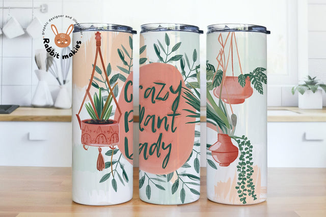 Crazy Plant Lady 20 oz Skinny Tumbler Sublimation Design Template Crazy Plant Lady Hanging Plants Digital Download PNG Sublimation Rabbitmakies 