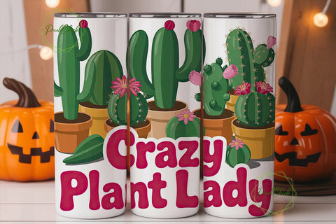 Crazy Plant Lady 20oz Tumbler Wrap Sublimation PixelChick 