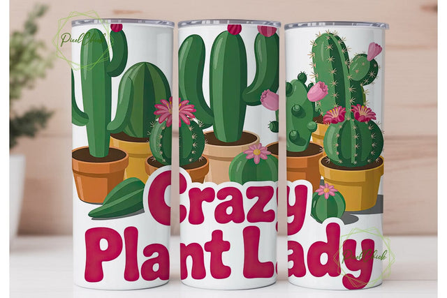 Crazy Plant Lady 20oz Tumbler Wrap Sublimation PixelChick 