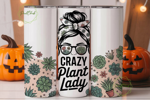 Crazy Plant Lady 20oz Tumbler Wrap Sublimation PixelChick 