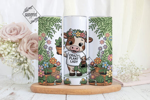 Crazy Plant Lady Cow 20oz Tumbler Wrap Sublimation sassyprint 