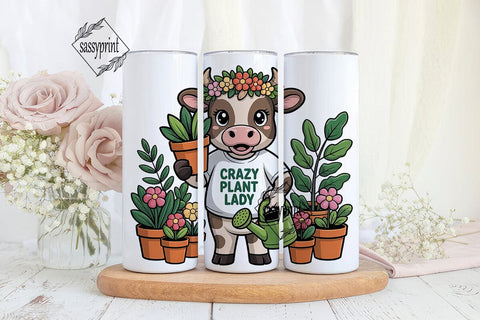 Crazy Plant Lady Cow 20oz Tumbler Wrap Sublimation sassyprint 