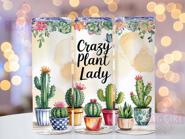 Crazy Plant Lady Succulent Tumbler, Cactus Succulent Wrap, 20Oz Plant Lady Drinkware, Succulent Cactus Sublimation, Crazy Plant Lady Gift, Gardener Plant Drinkware, Succulent Lover Tumbler Wrap Sublimation SvggirlplusArt 