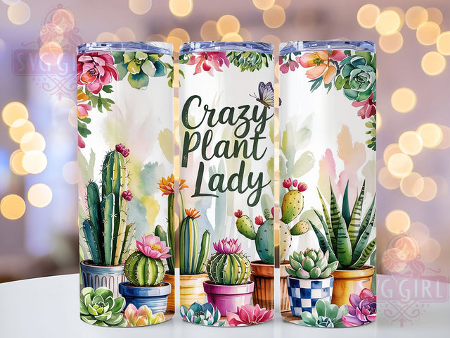 Crazy Plant Lady Succulent Tumbler, Cactus Succulent Wrap, 20Oz Plant Lady Drinkware, Succulent Cactus Sublimation, Crazy Plant Lady Gift, Gardener Plant Drinkware, Succulent Lover Tumbler Wrap Sublimation SvggirlplusArt 