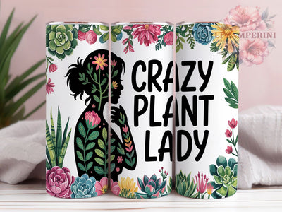 Crazy Plant Lady Succulent Tumbler, Succulent Wrap, 20oz Sublimation Wrap, Botanical Cup, Green Thumb Design, Houseplant Lover Tumbler, Cactus Aesthetic Art Sublimation Li Zamperini 