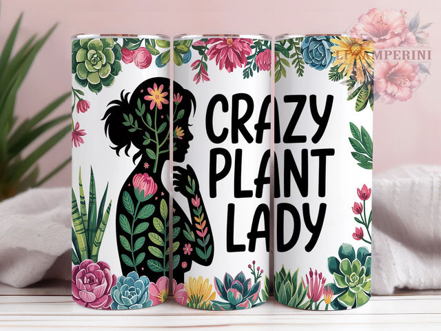 Crazy Plant Lady Succulent Tumbler, Succulent Wrap, 20oz Sublimation Wrap, Botanical Cup, Green Thumb Design, Houseplant Lover Tumbler, Cactus Aesthetic Art Sublimation Li Zamperini 