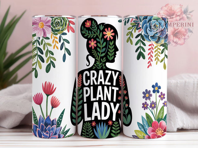 Crazy Plant Lady Succulent Tumbler, Succulent Wrap, 20oz Sublimation Wrap, Botanical Cup, Green Thumb Design, Houseplant Lover Tumbler, Cactus Aesthetic Art Sublimation Li Zamperini 