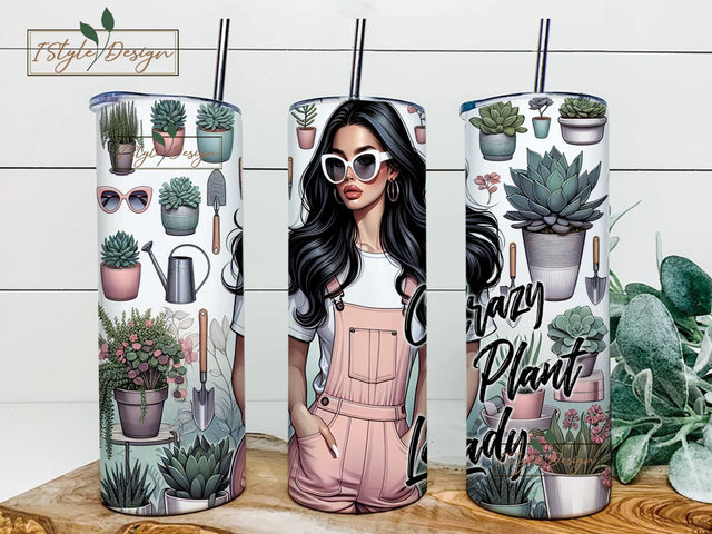 Crazy Plant Lady Tumbler Design PNG, Sublimation Designs, 20oz Straight Skinny Tumbler Sublimation, Digital Downloads for Tumblers Sublimation iStyleDesign 
