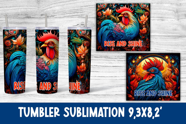 Crazy rooster tumbler sublimation design | Farm tumbler PNG Sublimation Svetana Studio 