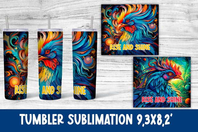 Crazy rooster tumbler sublimation design wrap 20 Oz Sublimation Svetana Studio 